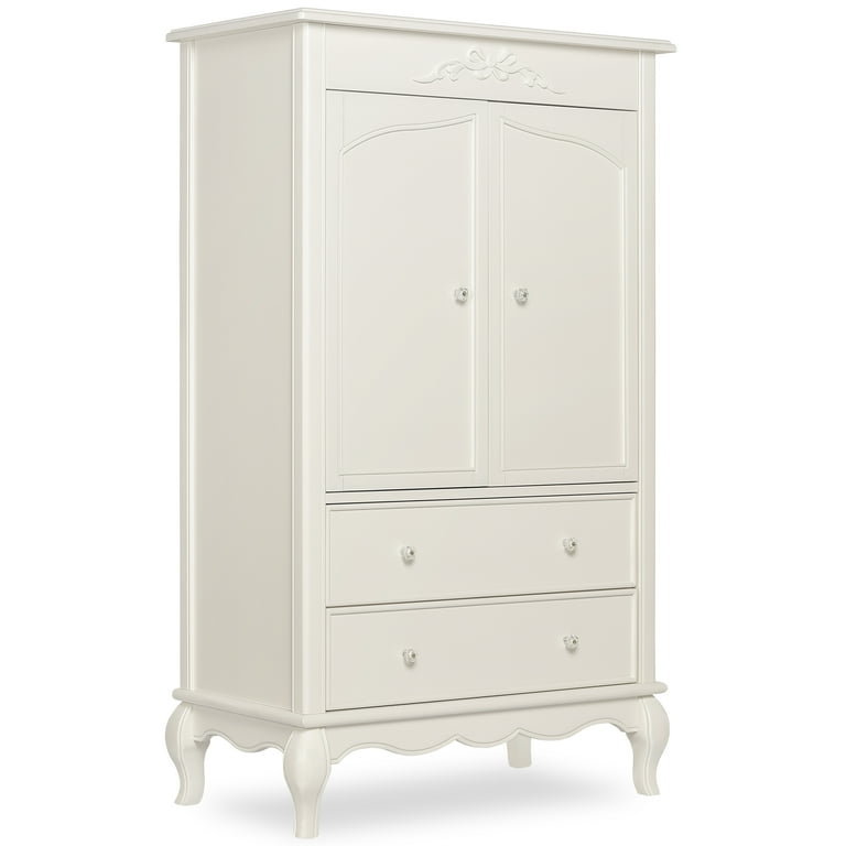 Evolur Aurora Armoire in Ivory Lace Spacious Storage
