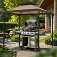 thumbnail image 6 of MASTERCANOPY 8 x 5ft Outdoor BBQ Grill Gazebo with LED Lights and Shelves, Brown Khaki Two-Tone, 6 of 6