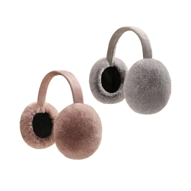 2 orejeras peludas, cálidas y acogedoras. Color Gris Rosa Oscuro