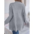 thumbnail image 6 of Womens Long Sleeve Open Front Cardigan Chunky Knit Draped Sweaters Outwear Grey L, 6 of 9