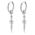 thumbnail image 1 of Pendiente largo moderno de acero inoxidable con forma de cruz y clip para mujer Pendiente Plata 2pcs, 1 of 9