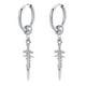 thumbnail image 1 of Pendiente largo moderno de acero inoxidable con forma de cruz y clip para mujer Pendiente Plata 2pcs, 1 of 9