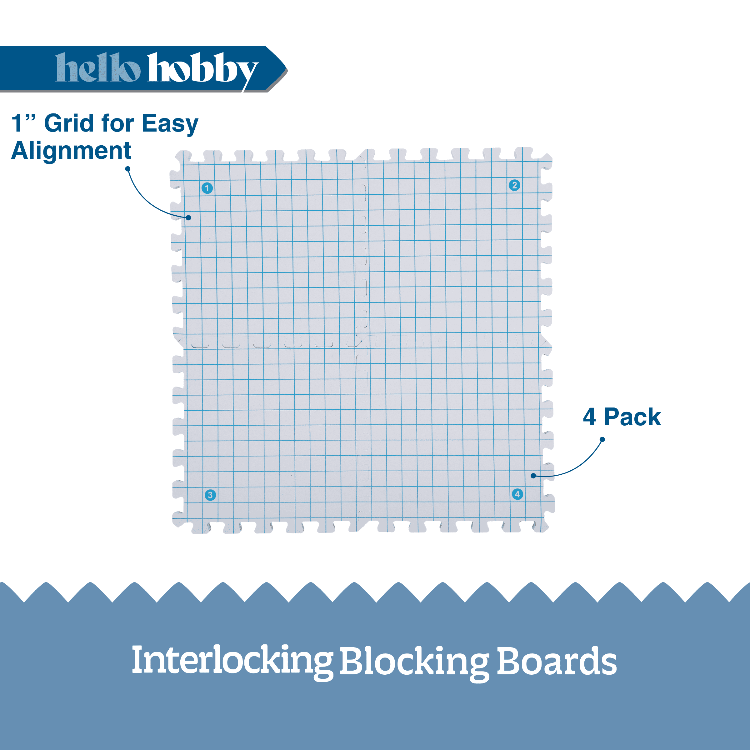 Hello Hobby Interlocking Blocking Boards, 12 x 12 in, 4 Count