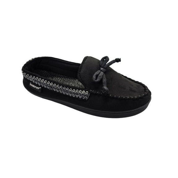 isotoner Men's Microsuede Seth Moccasin Comfort Slippers - 92168 (Black, M 8-9)