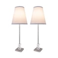 thumbnail image 5 of Aspen Creative 40156-22, Two Pack Set – 30" High Transitional Metal & Crystal Table Lamp, Pewter Finish and Hardback Empire Shaped Lamp Shade in Off White, 10" Wide, 5 of 6