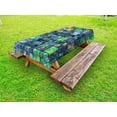 thumbnail image 1 of Modern Outdoor Tablecloth, Mosaic Geometric Design with Rainbow Colors Patchwork like Design Artwork, Decorative Washable Fabric Picnic Tablecloth, 58 X 120 Inches, Blue Yellow and Green, by Ambesonne, 1 of 2