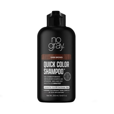 No Gray Quick Permanent Hair Color Shampoo, Dark Brown, 8.45 fl oz Bottle