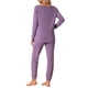 thumbnail image 3 of Conjunto de lounge para mujeres INSPIRE CHIC, sudadera con jogger, manga larga, cuello redondo, pijama de punto, traje de entrenamiento 2XL púrpura, 3 of 5