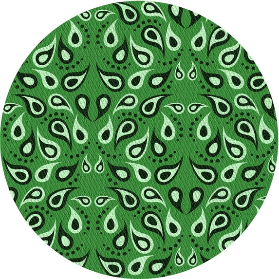Ahgly Company Indoor Round Patterned Deep Emerald Green Area Rugs, 3' Round