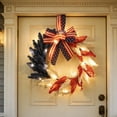 thumbnail image 6 of Surpdew 16 Inch Lighted Up Patriotic Wreath 4Th Of July Red White Blue Pride Garland Independence Day 250Th Anniversary Bow Wreath For Front Door Memorial Day Indoor Outdoor Wall Holiday Decor Home, 6 of 8