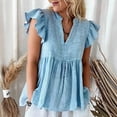 thumbnail image 6 of Msgweeeg Blouse for Women Short Sleeve V Neck Womens Dressy Tops Solid Color Loose Fit Trendy Summer Shirts for Women for Travel and Vacation, 6 of 7