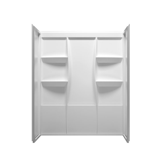 Elegant Kitchen and Bath Sterling 60 Inch Alcove Shower Wall Surround In Glossy White