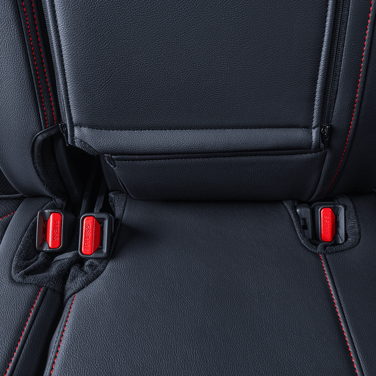 EKR CRV Seat Covers Custom Fit for Honda CRV 2015 2016 Full Set Car Seat Cover for SUV, Leather Truck Seat Protectors,Faux Leather(Black with Red Trim)