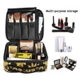 thumbnail image 2 of FORMRS Travel Makeup Bag Large Capacity Train Case Cosmetic Organizer with Adjustable Dividers, Black Sunflower Pattern, 2 of 8