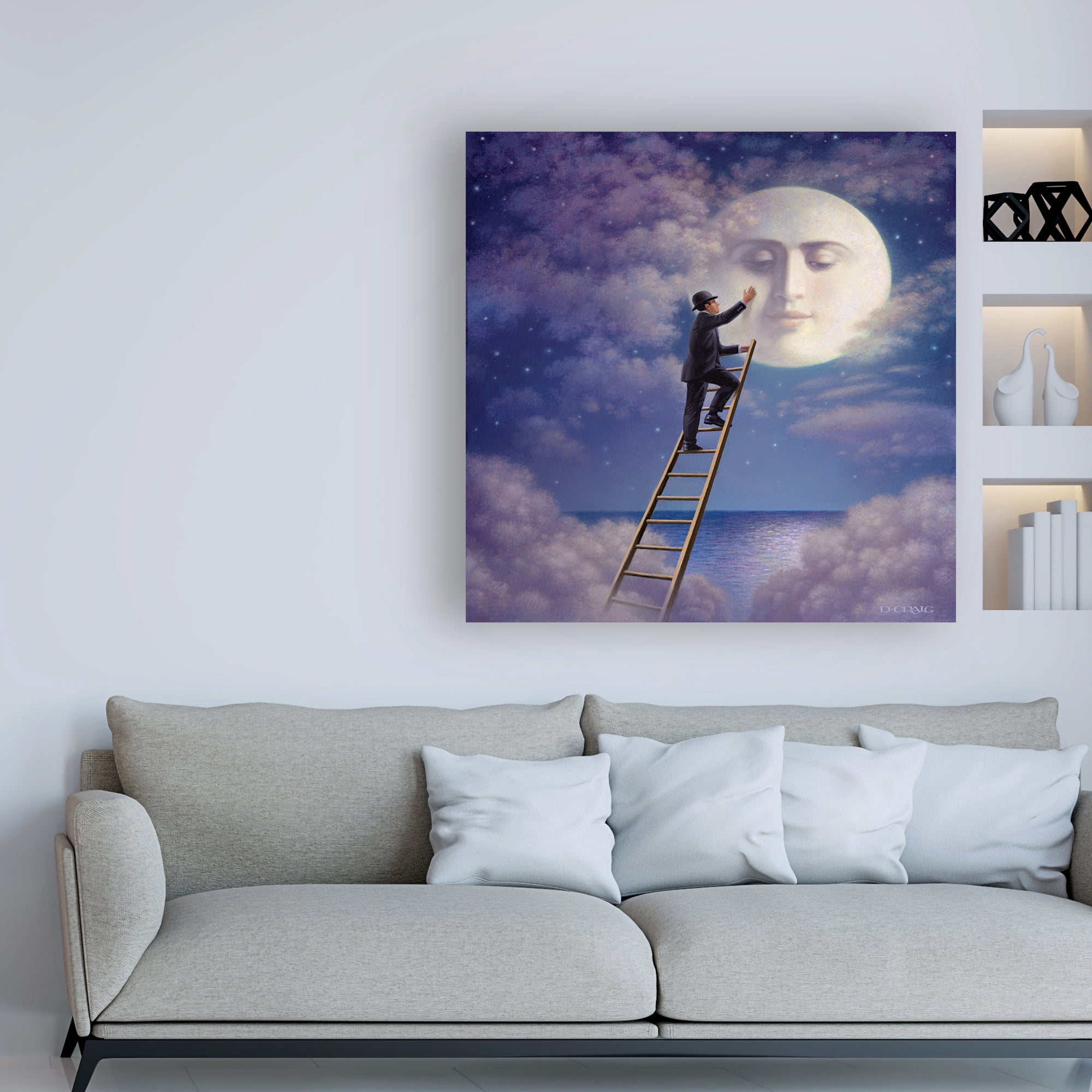Trademark Fine Art 'Man With Moon' Canvas Art by Dan Craig