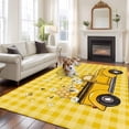 thumbnail image 2 of Large Area Rugs for Living Room Bedroom, Farmhouse Truck 5'x8' Rug Washable Carpet Runner Indoor Outdoor, Country Bee Daisy Yellow Buffalo Lattices Non Slip Floor Mats Rug for Kitchen, Bathroom, 2 of 8