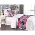 thumbnail image 2 of Flowers Bed Runner Set, Garden of Blooming Romance Weathered Concept Grunge Peony and Gerbera, Decorative Bedding Scarf & a Pillow Sham for Hotels Homes, Twin, Pink Pale Grey Purple, by Ambesonne, 2 of 3
