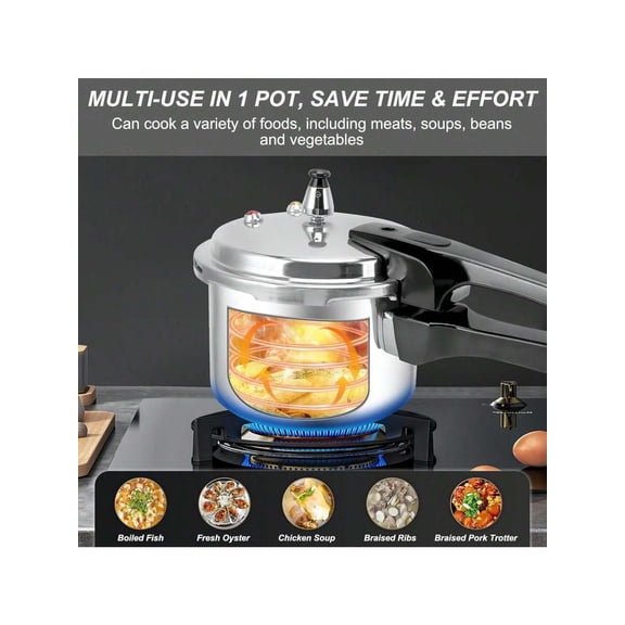 Senmeo Aluminum Pressure Cooker (6.34/8.46/10.57Qt) - With Pressure Release & Multiple Protections, Gas/Induction Compatible, Fast Reliable Cooking For Kitchen, Restaurant & Outdoor