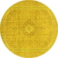 thumbnail image 1 of Ahgly Company Machine Washable Indoor Round Abstract Yellow Modern Area Rugs, 7' Round, 1 of 4