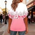 thumbnail image 4 of DeHolifer Womens T-Shirts V-Neck Casual Printed Short Sleeve Summer Casual Loose Tees Tops Pink XL, 4 of 7