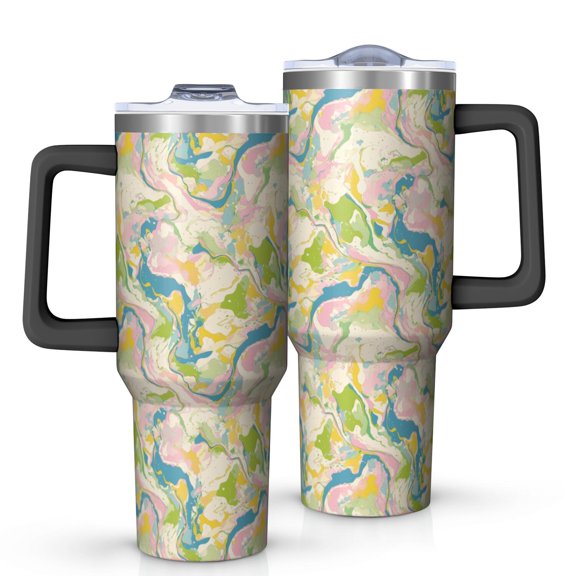 Mega Mug 40oz – Stainless Steel Insulated Tumbler with Handle and Straw, Large Capacity Travel Cup for Hot & Cold Drinks