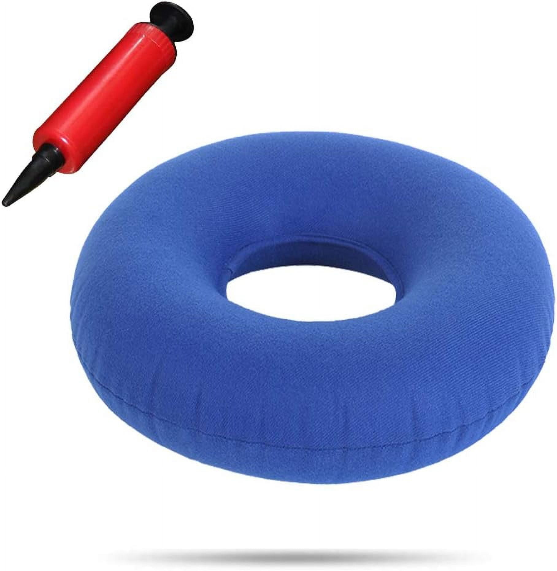 Coussin Donut Gonflable Orthopédique - Soulage Coccyx, Hémorroïdes - Taille 46x40x12 Cm - PVC Floqué - Réglable Et Portable - 11