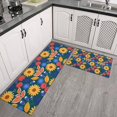 thumbnail image 2 of Pioneer Flower Floral Print Pattern Kitchen Rugs Sets Of 2, Anti Fatigue Non Slip Washable Floor Mats for Kitchen Sink Laundry, 17X30 Inch + 17X47 Inch, 2 of 6