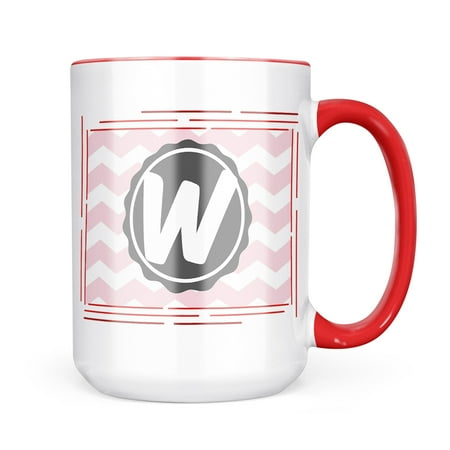 

Neonblond Monogram W Pink Grey Chevron Mug gift for Coffee Tea lovers