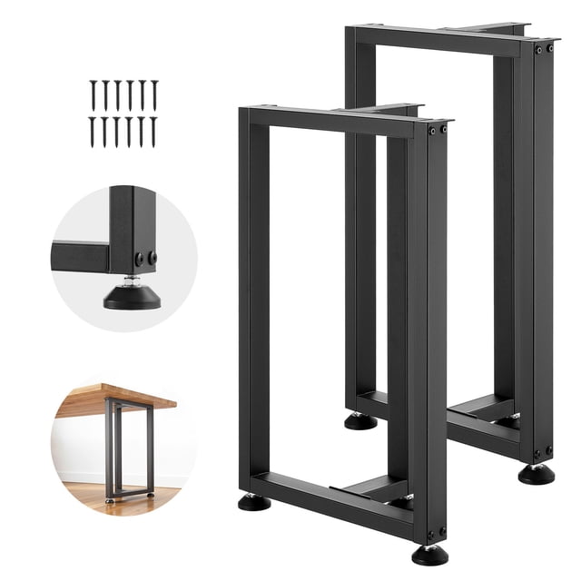 KFFKFF Table Legs, 29.1" H x 17.7" W Square T Shape Steel Furniture Legs, Modular Design, Easy Assembly, 2204 lbs Max Load Heavy Duty, Set of 2, Black