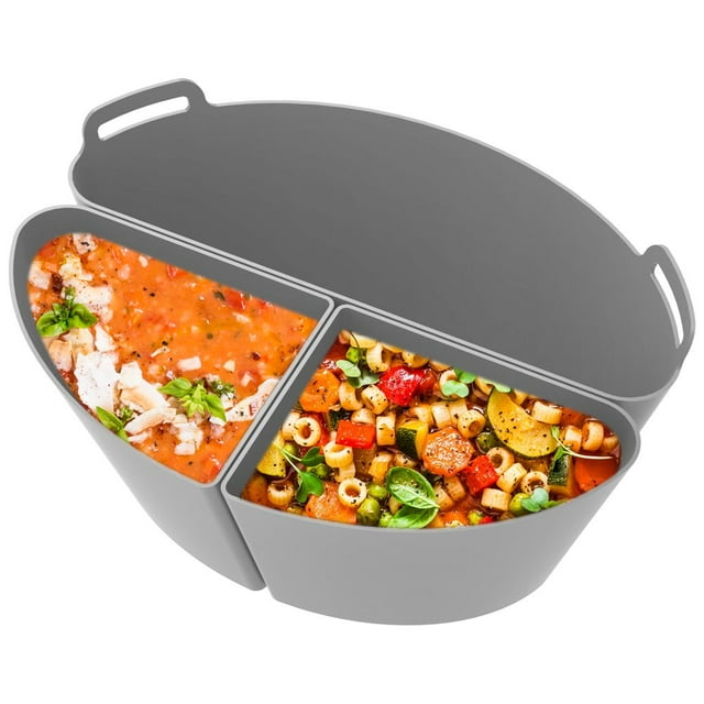MesaSe Slow Cooker Divider Liner fit 6QT Reusable & Leakproof Silicone Divider for 6QT Oval Slow Cookers Kitchen Accessories BPA Free Dishwasher Safe