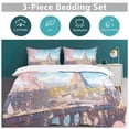 thumbnail image 5 of Blossoming Paris Eiffel Tower Duvet Cover Set King Size for Bedroom Decoration Print Bedding Set Comforter Cover Decorative Microfiber with 2 Pillow Sham Multicolor, 5 of 6