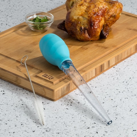 Mrinb Turkey Baster Set with Injection Needle Cleaning Brush Portable Turkey Seasoning Tool for Kitchen Easy Clean Up 