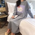 thumbnail image 3 of comerut Women Dress Warm Breathable O Neck Long Sleeve Loose Knee Length Pajamas for Winter, 3 of 8