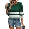 thumbnail image 2 of ICHUANYI Blouses for Women Dressy Casual 3/4 Length Sleeve Womens Tops Casual Smocked Cuffs Graphic Printed Fashion Shirts, 2 of 8