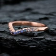 thumbnail image 3 of V Shape Shappire Wedding Band Rose Gold Plated Half Eternity band September Birthstone Art deco Stacking Band Fashionable Birthday Gift For Daughter, 3 of 4