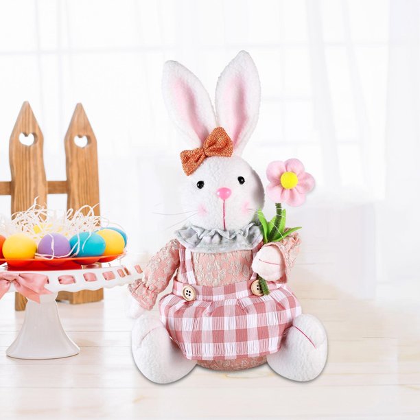 Decoración de conejitos de Pascua ¡Craft de juguetes de animales decorativos, favores de fiesta, adornos de conejos, estatua de conejos para el Rosa