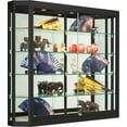 thumbnail image 1 of Black Aluminum Glass Display Case, 47-1/4 x 39-1/2 x 8-Inch, Illuminated, Wall-Mounted, Locking Sliding Glass Door, Ships Fully Assembled (WC47398BK), 1 of 1