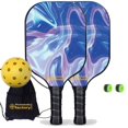 thumbnail image 1 of Pickleball Factory PB00031-6-C Pickleball Starter Set - Blue Ripples Usapa Pickleball Paddles, Best Driveway Pickleball Set, Carbonfiber Graphite, 1 of 1
