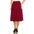 thumbnail image 4 of Moa Collection Women's Plus Size A-Line Casual Flared High Waist Elastic Band Solid Midi Skirt, 4 of 7