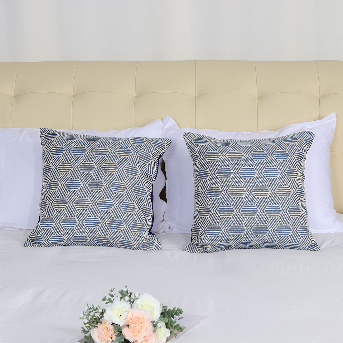 Unique Bargains Geometric Throw Pillow Covers Set of 2, 18" x 18" Blue