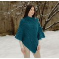thumbnail image 3 of SAOL Aran Cable Knit Cowl Neck Poncho 100% Soft Merino Wool Women's Irish Cape with Side Buttons from Ireland, 3 of 3