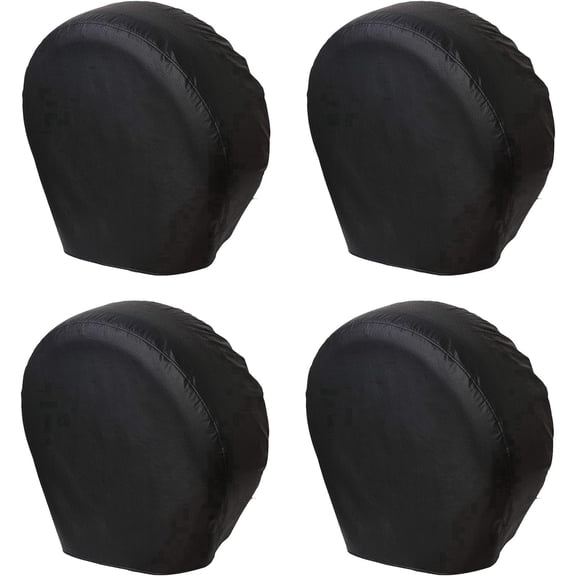RV Tire Covers Set of 4, Tough Waterproof Wheel Protector for Trailer Camper, Truck, SUV, Motorhome, Universal Fits Tire Diameters 27-29 inches, Black