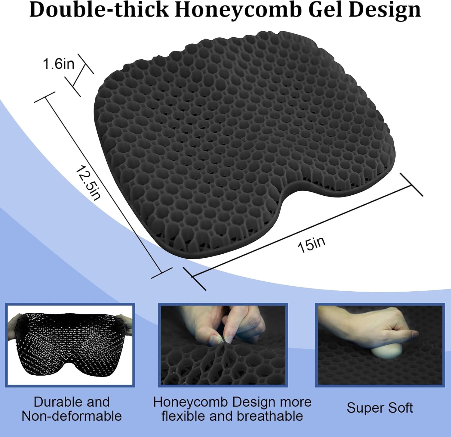 Anti-Slip Kayak Seat Cushion - Waterproof Thicken Gel Boat Kayak Canoe Rowing Stadium Pad for Sit in Kayak Chair Kayak Accessories Equipment Gear for Fishing Kayak