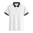 thumbnail image 3 of Adult Men Polo T Shirts Short Sleeve Button Tees Shirts Basic White Golf Tops, 3 of 4