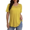 thumbnail image 4 of VERABENDI Women's Plus Size Tops Summer Short Sleeve Lady Tunic Shirts Lace Splicing Blouses,M-4XL, 4 of 6