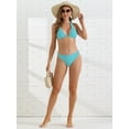 thumbnail image 5 of DARING DIVA Women's Halter Ribbed Lace Up Bikini Sets X-Large Lake Blue, 5 of 6