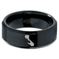 thumbnail image 2 of Tungsten California The Golden State Palm Trees Band Ring 8mm Men Women Comfort Fit Black Beveled Edge Polished, 2 of 4