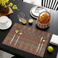 thumbnail image 4 of Orange Boho Ethnic Paisley Pattern Summer Placemats Table Placemats Set Of 4-Linen Kitchen Washable Placemats Table Mats 11.8"x17.7" Non-Slip Heat Resistant, 4 of 6