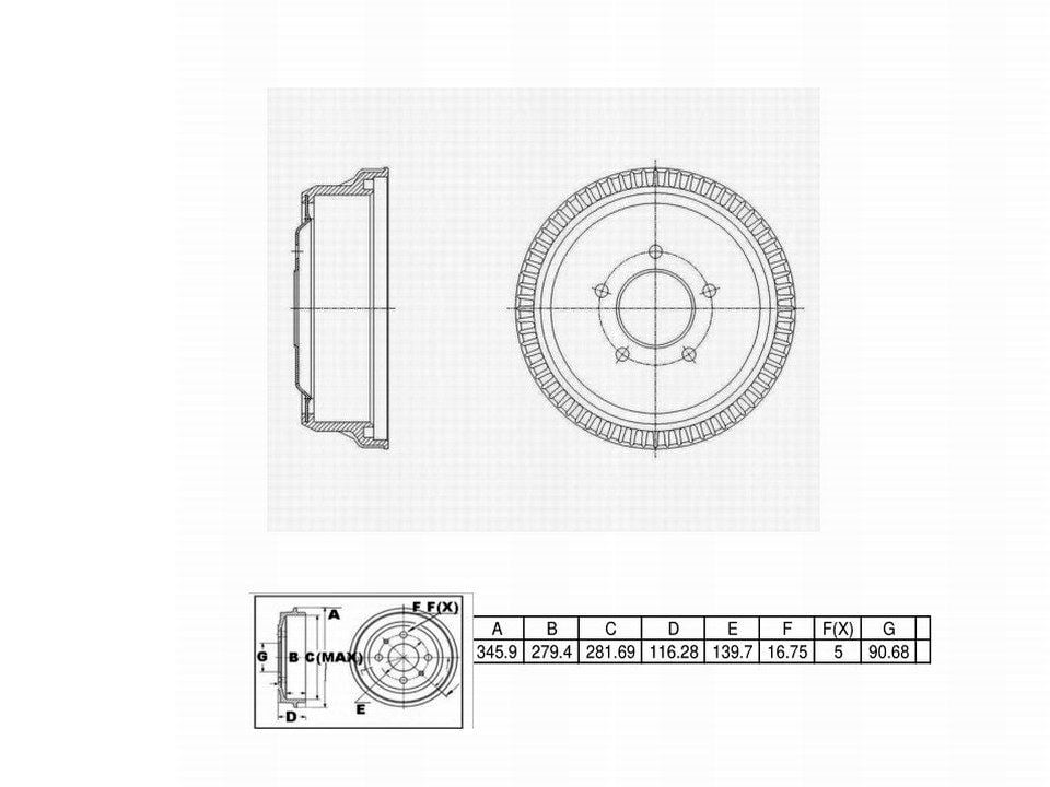 Winstop Brake Drum, Rear WS235569, Dodge D150 1993-1985