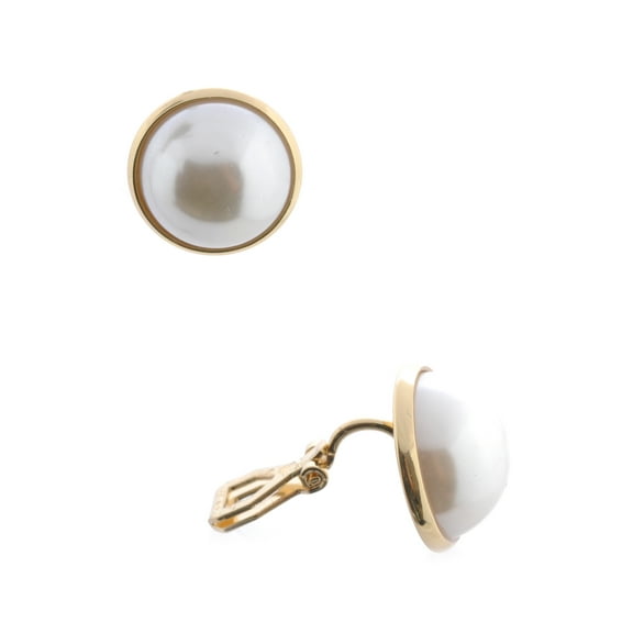 Fashion Earrings Gold Plating Faux Pearl Clip On Earrings